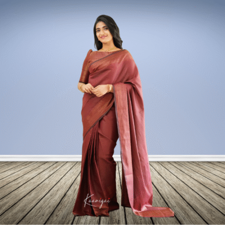 Sita - Dark Maroon Semi Silk Saree